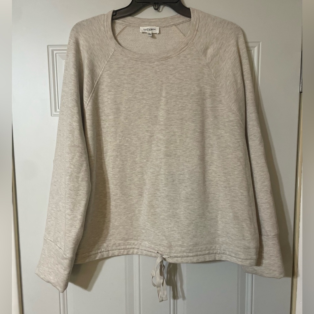 Haven Well Within Tie Waist Crew Neck Beige Size XL Soft Comfy Neutral Staple